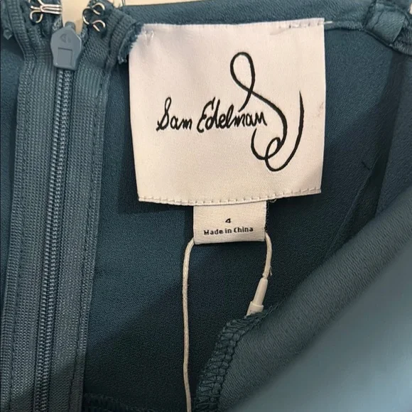 NWT Sam Edelman Teal Sheath Midi Dress Cowl Neck Sz 4 - Picture 4 of 6